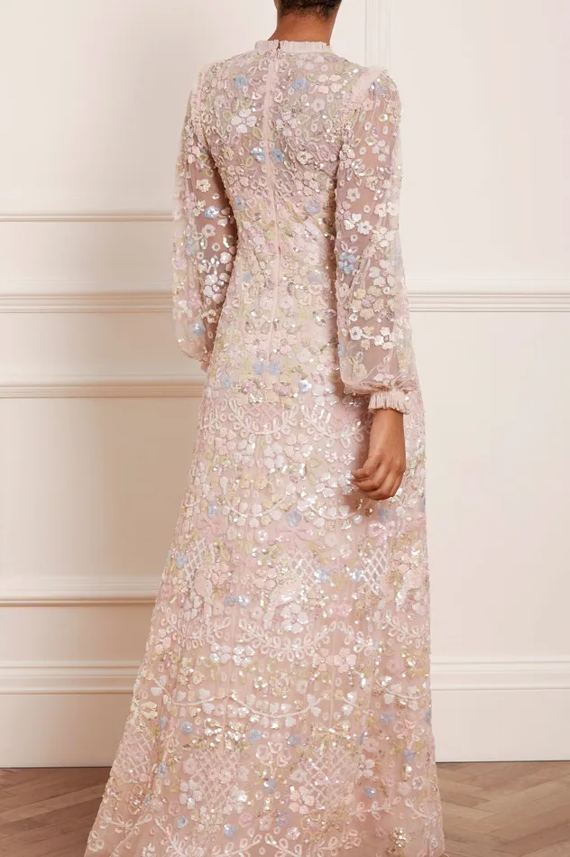 Needle and Thread Shimmer Fairytale VNeck Gown Pink Women Embellished Dresses
