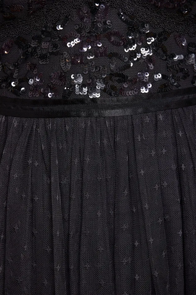 Needle and Thread Shimmer Primrose Bodice Ankle Gown Black Women Embellished Dresses