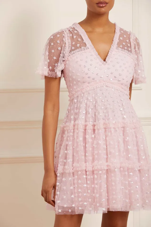 Needle and Thread Thea Mini Dress Pink Women Embellished Dresses Needle and Thread Thea Mini Dress Pink Women Embellished Dresses