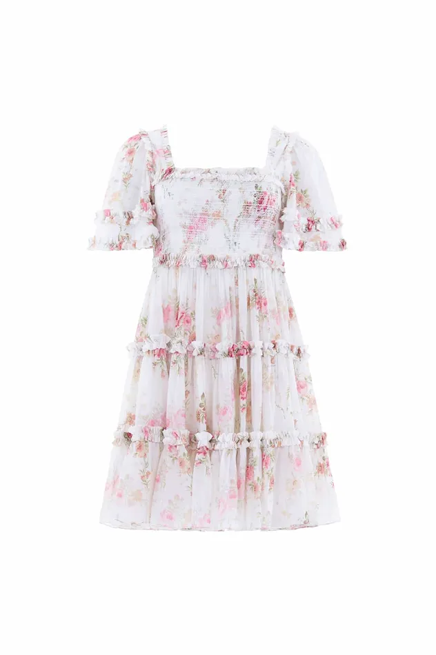 Needle and Thread Trailing Blooms Chiffon Smocked Micro Mini Dress Multi Women Day Dresses Needle and Thread Trailing Blooms Chiffon Smocked Micro Mini Dress Multi Women Day Dresses