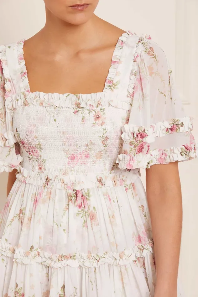 Needle and Thread Trailing Blooms Chiffon Smocked Micro Mini Dress Multi Women Day Dresses Needle and Thread Trailing Blooms Chiffon Smocked Micro Mini Dress Multi Women Day Dresses