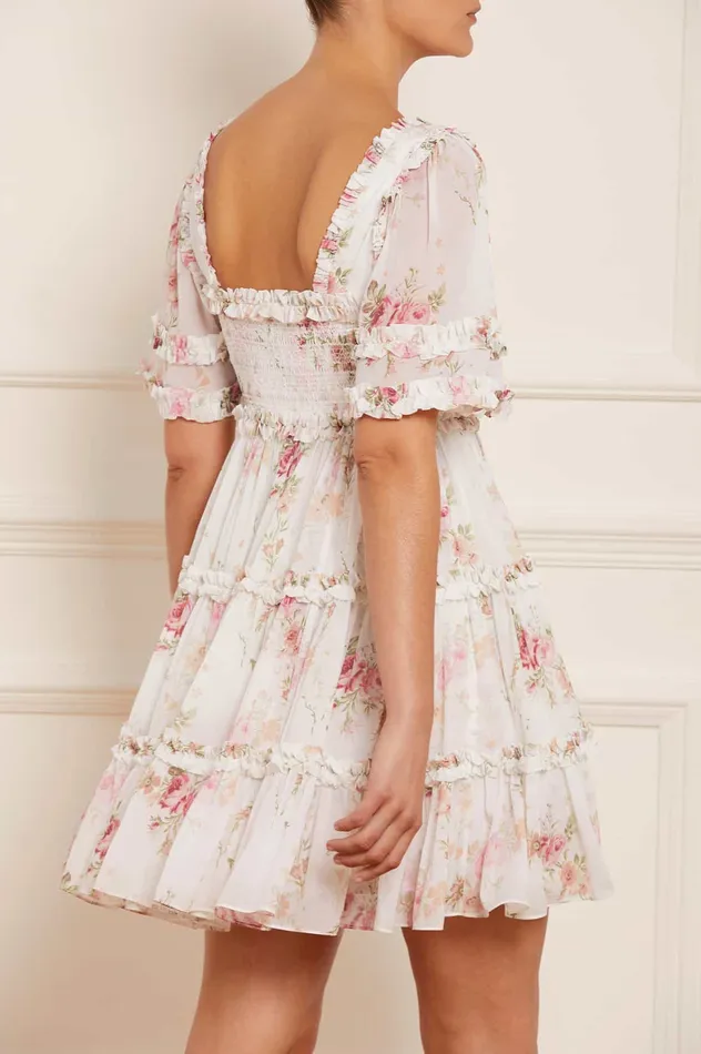 Needle and Thread Trailing Blooms Chiffon Smocked Micro Mini Dress Multi Women Day Dresses Needle and Thread Trailing Blooms Chiffon Smocked Micro Mini Dress Multi Women Day Dresses