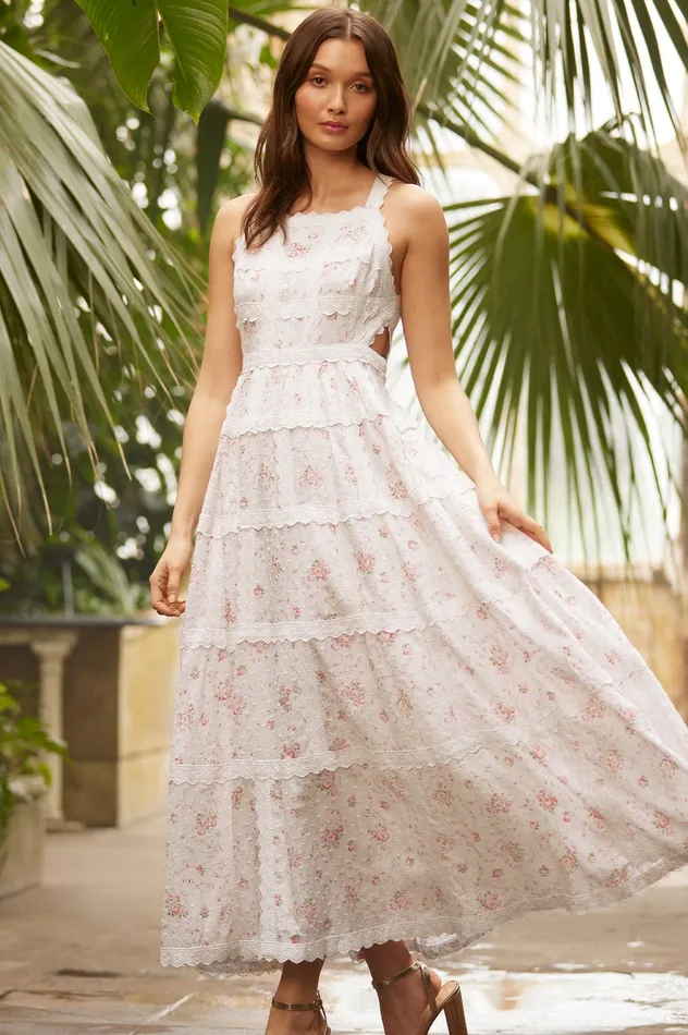 Needle and Thread Vintage Ditsy Sophia Bib Ankle Gown Multi Women Day Dresses