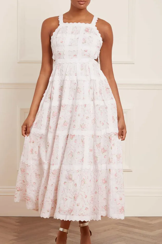 Needle and Thread Vintage Ditsy Sophia Bib Ankle Gown Multi Women Day Dresses Needle and Thread Vintage Ditsy Sophia Bib Ankle Gown Multi Women Day Dresses