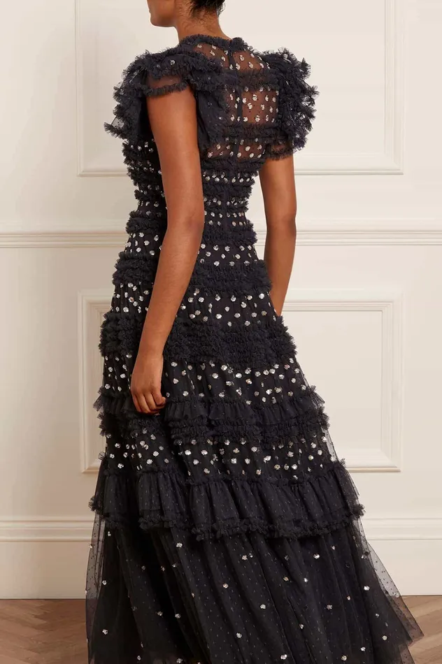 Needle and Thread Vivian VNeck Gown Black Women Embellished Dresses