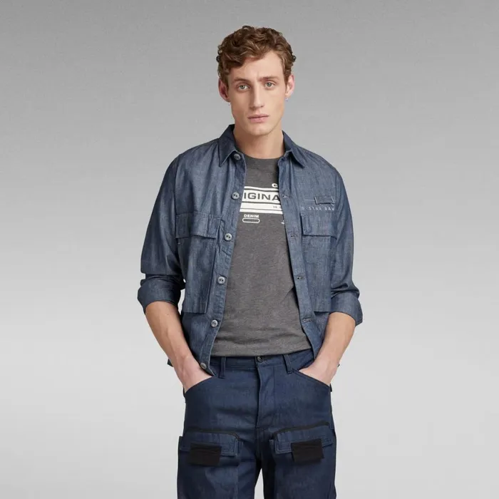 Overshirts Men GStar RAW Pocketony Service Overshirt Rinsed