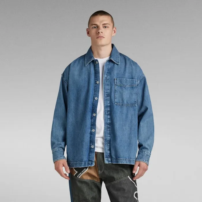 Overshirts Men GStar RAW Unisex Boxy Fit Oversized Overshirt Faded Waterfront