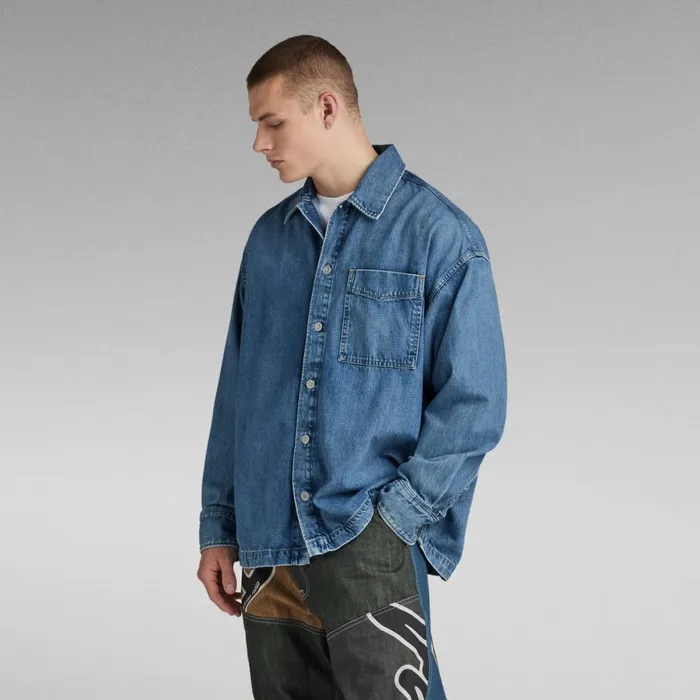 Overshirts Men GStar RAW Unisex Boxy Fit Oversized Overshirt Faded Waterfront