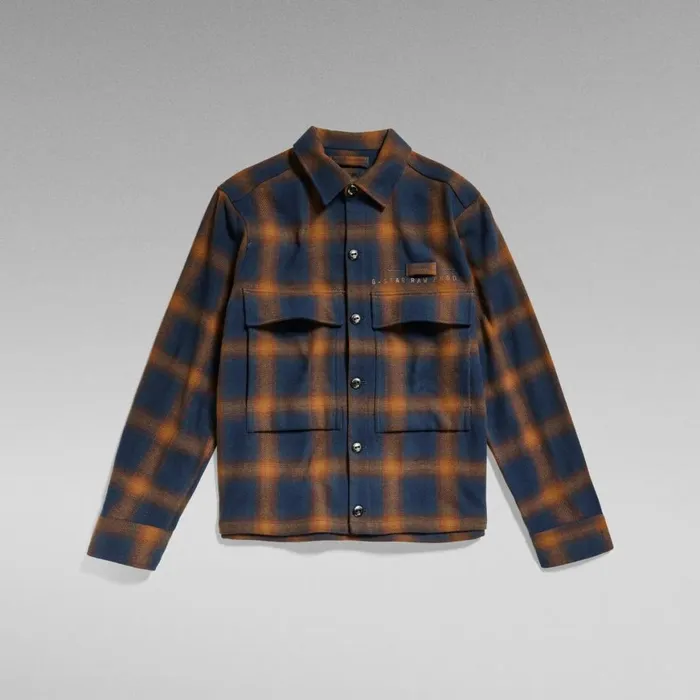 Overshirts Women GStar RAW Unisex Pocketony Service Overshirt Sartho Blue Blur Check Overshirts Women GStar RAW Unisex Pocketony Service Overshirt Sartho Blue Blur Check
