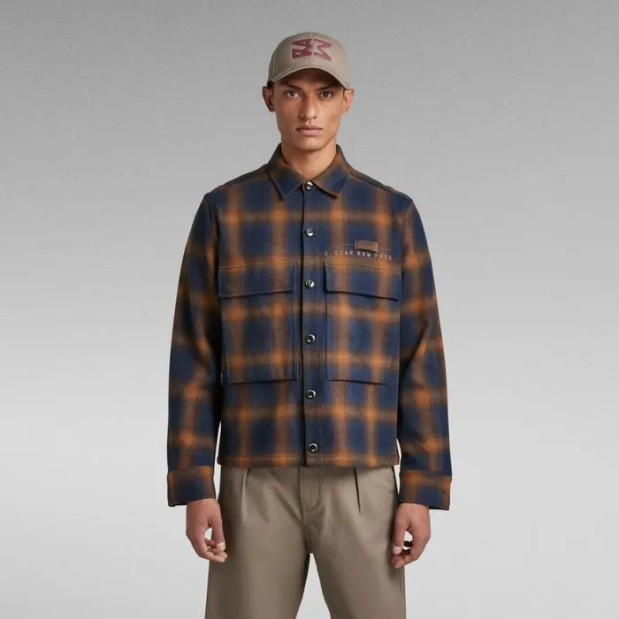 Overshirts Women GStar RAW Unisex Pocketony Service Overshirt Sartho Blue Blur Check