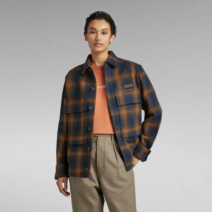 Overshirts Women GStar RAW Unisex Pocketony Service Overshirt Sartho Blue Blur Check
