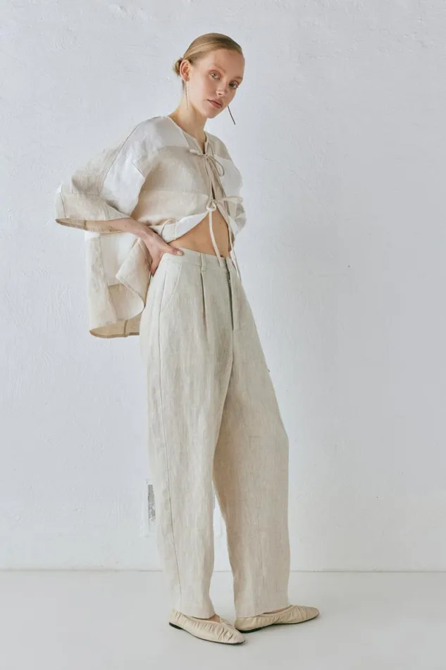 Pants Women VRG GRL Goldie Linen Pants Oatmeal Pants Women VRG GRL Goldie Linen Pants Oatmeal