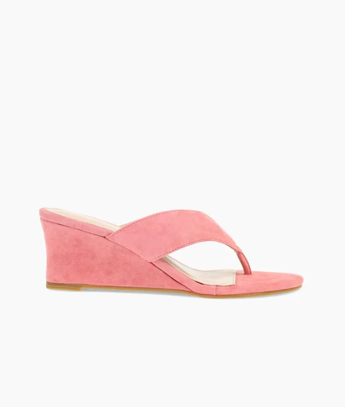 Pelle Moda Abi Wedge 8211 Pink Flamingo Pink Kid Suede Women Sandals