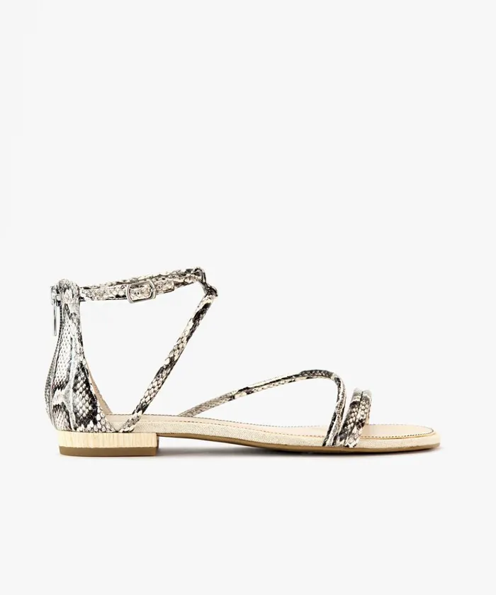 Pelle Moda Baja 2 BlackWhite Embossed Snake BlackWhite Snake Women Sandals