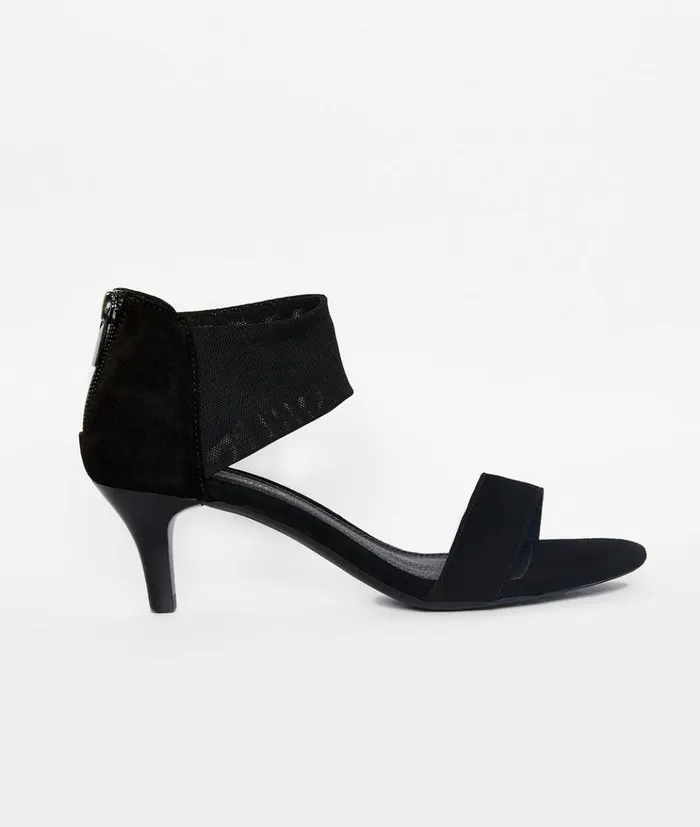 Pelle Moda Elvi Low Heel 8211 Black Black Kid SuedeStretch Mesh Women Low Heels