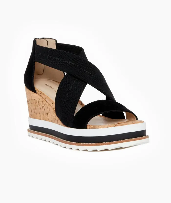 Pelle Moda Medina Wedge 8211 Black Black Kid SuedeStretch Mesh Women Wedges Pelle Moda Medina Wedge 8211 Black Black Kid SuedeStretch Mesh Women Wedges