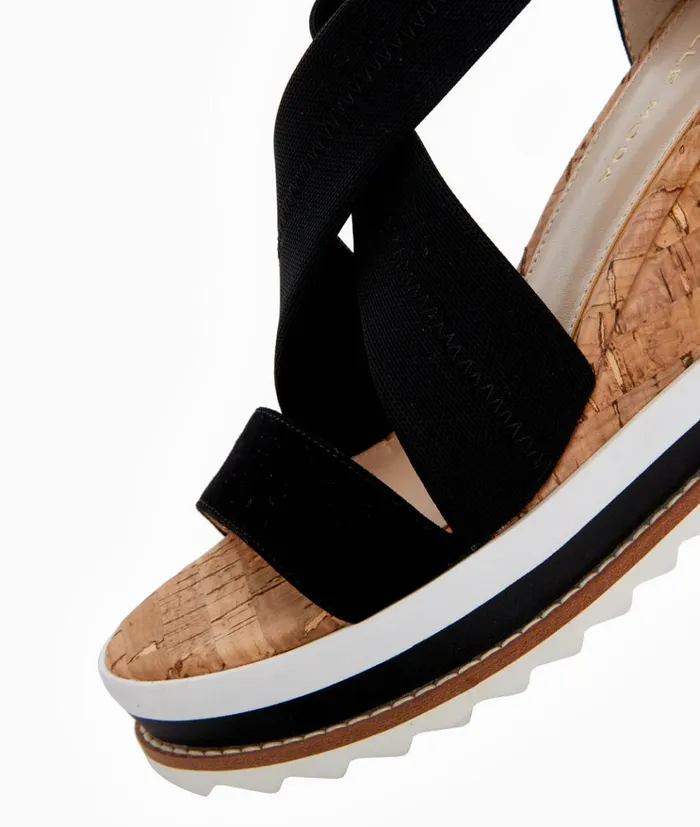 Pelle Moda Medina Wedge 8211 Black Black Kid SuedeStretch Mesh Women Wedges Pelle Moda Medina Wedge 8211 Black Black Kid SuedeStretch Mesh Women Wedges