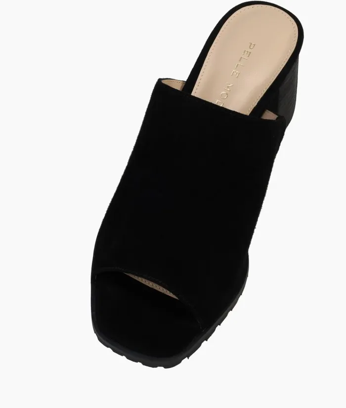 Pelle Moda Narisa Mule 8211 Black Black Kid Suede Women High Heels Pelle Moda Narisa Mule 8211 Black Black Kid Suede Women High Heels