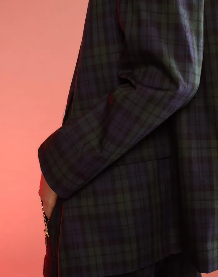 Plaid Oversized Blazer 8211 Blkwth Women Cynthia Rowley Tops