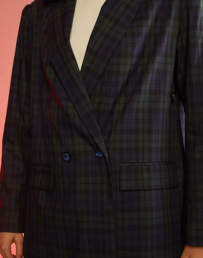 Plaid Oversized Blazer 8211 Blkwth Women Cynthia Rowley Tops