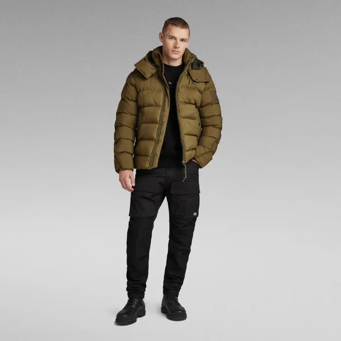 Puffer Jackets Men GStar RAW GWhistler Padded Hooded Jacket Dark Olive