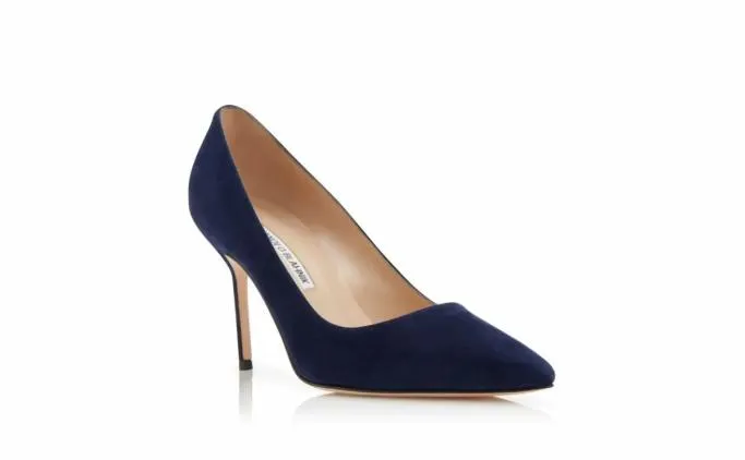 Pumps Women Manolo Blahnik BB 90Navy Blue Suede Pointed Toe Pumps Pumps Women Manolo Blahnik BB 90Navy Blue Suede Pointed Toe Pumps
