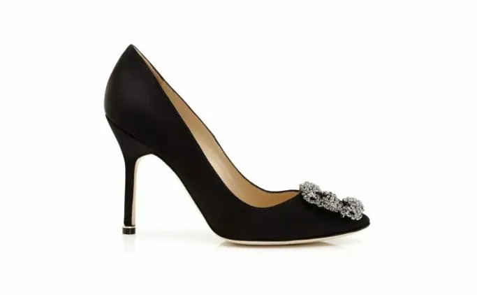 Pumps Women Manolo Blahnik HANGISIBlack Satin Jewel Buckle Pumps Pumps Women Manolo Blahnik HANGISIBlack Satin Jewel Buckle Pumps
