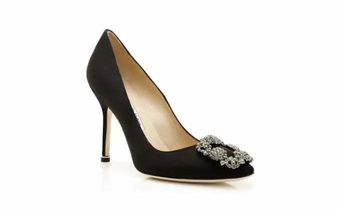 Pumps Women Manolo Blahnik HANGISIBlack Satin Jewel Buckle Pumps Pumps Women Manolo Blahnik HANGISIBlack Satin Jewel Buckle Pumps