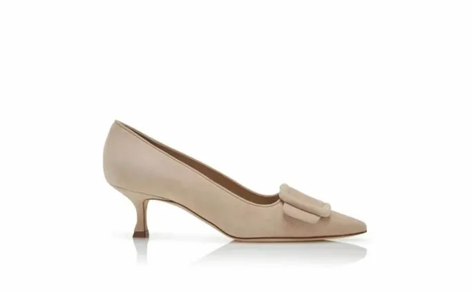 Pumps Women Manolo Blahnik MAYSALEPUMP 50Light Beige Suede Buckle Detail Pumps Pumps Women Manolo Blahnik MAYSALEPUMP 50Light Beige Suede Buckle Detail Pumps