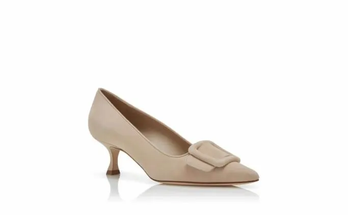 Pumps Women Manolo Blahnik MAYSALEPUMP 50Light Beige Suede Buckle Detail Pumps Pumps Women Manolo Blahnik MAYSALEPUMP 50Light Beige Suede Buckle Detail Pumps