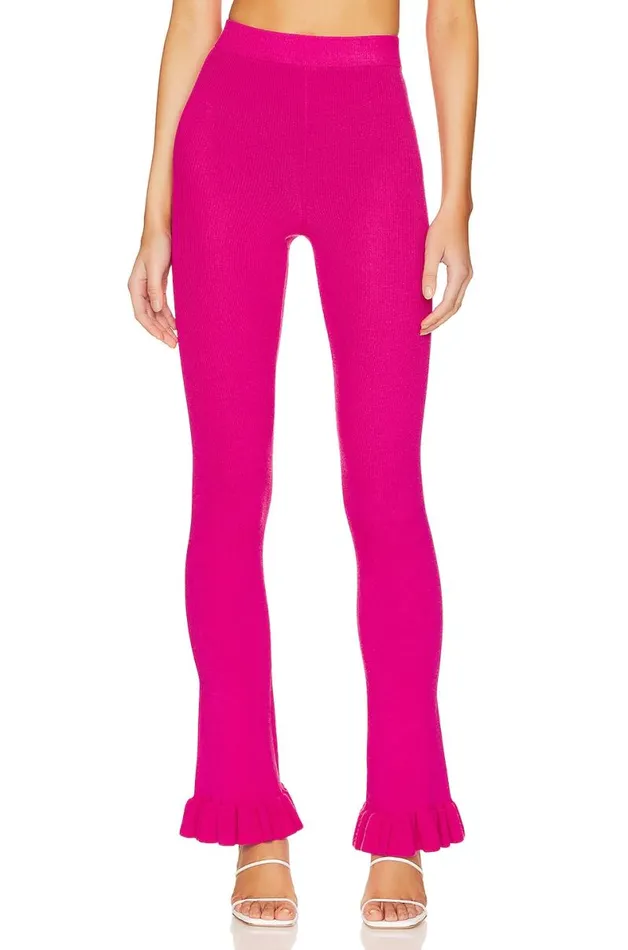 Razi Ruffle Knit Pant Hot Pink Women Lovers and Friends Pants