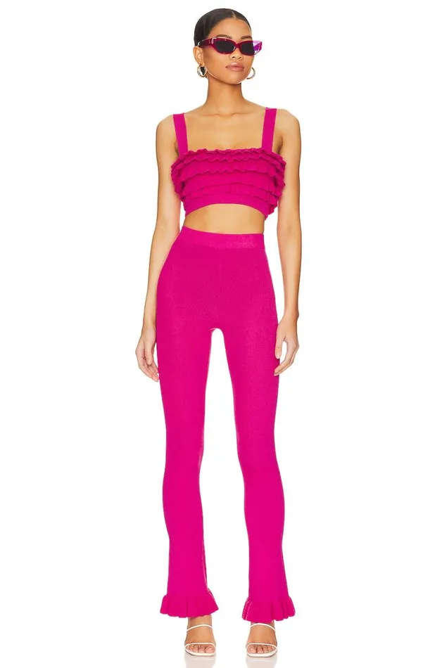 Razi Ruffle Knit Pant Hot Pink Women Lovers and Friends Pants