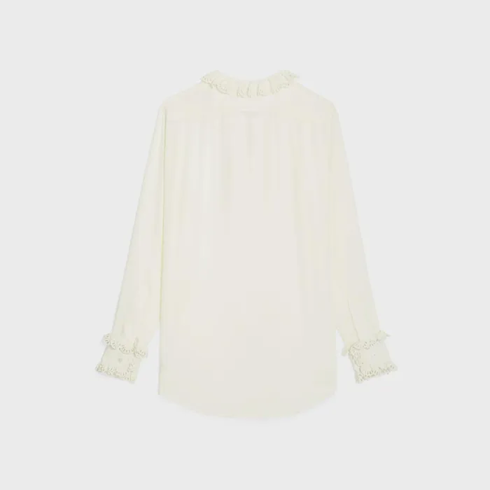 Romy Shirt In Silk Crepe And Acetate Ivory Women CELINE SHIRTS AND TOPS