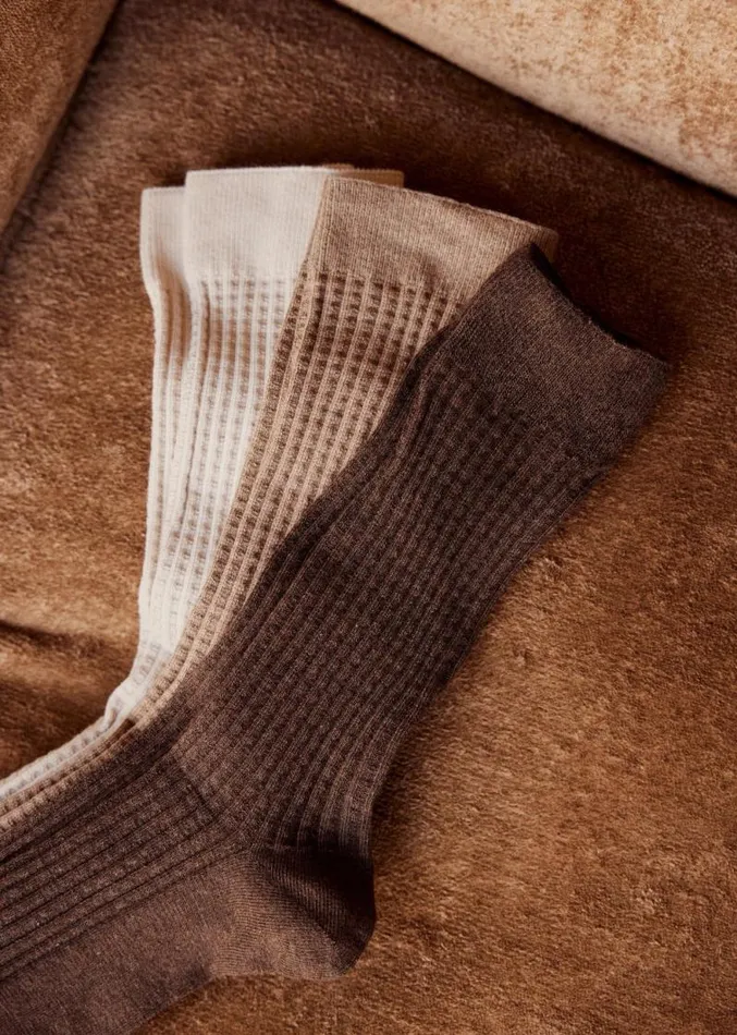 Szane Accessories Mens Upton Socks 8211 3 Pairs Brown Ecru Beige