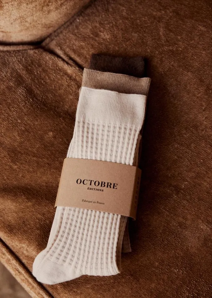 Szane Accessories Mens Upton Socks 8211 3 Pairs Brown Ecru Beige