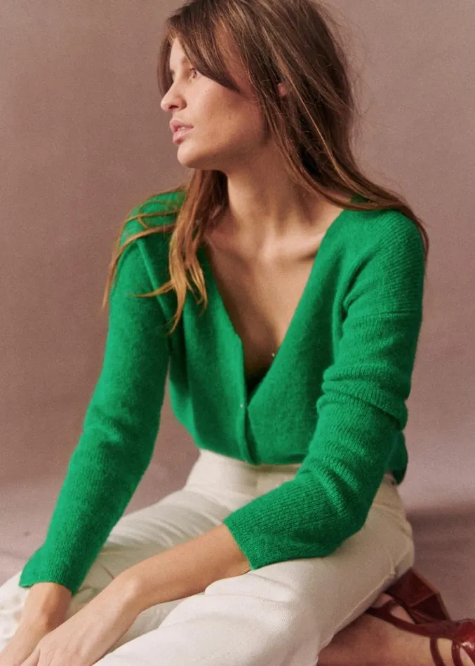 Szane Knitwear Womens Barry Cardigan Bright Green