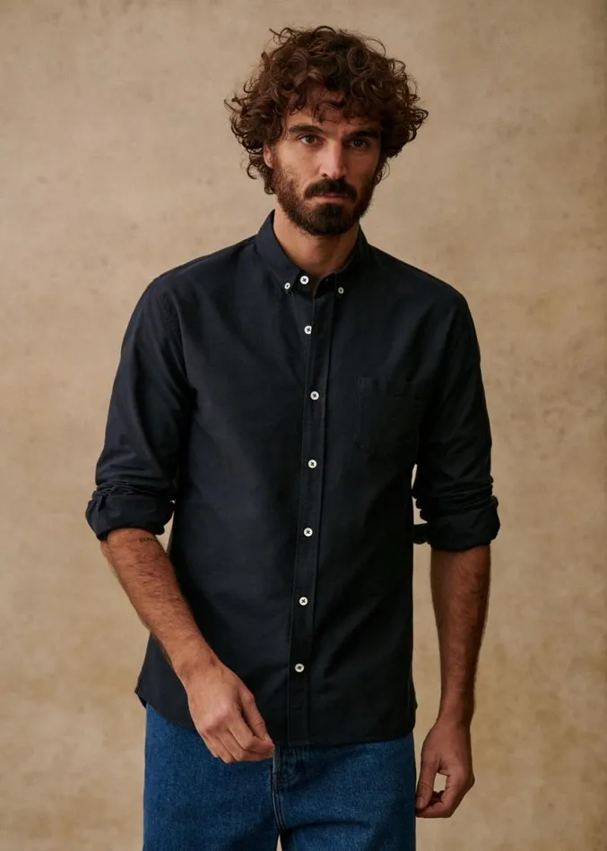 Szane Shirts Mens Oxford Charlie Shirt Navy Blue