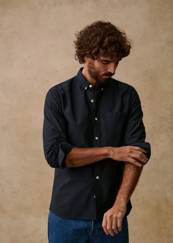 Szane Shirts Mens Oxford Charlie Shirt Navy Blue