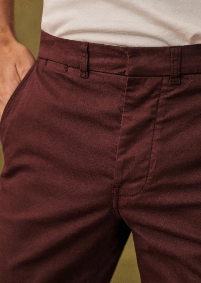 Szane Trousers Mens Tom Chinos Burgundy