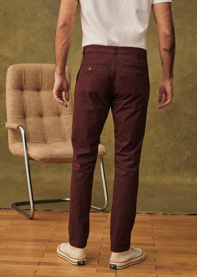 Szane Trousers Mens Tom Chinos Burgundy