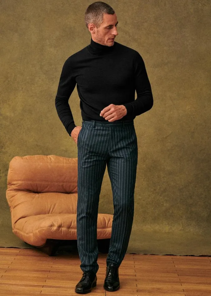 Szane Trousers Mens Warren Trousers Navy Tennis Stripes
