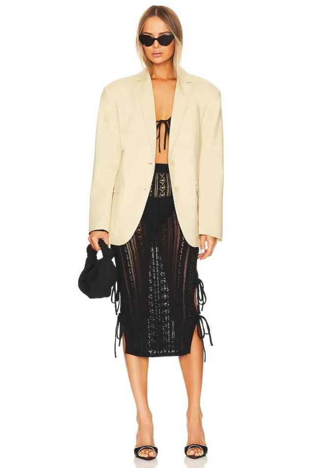 Sabra Tie Midi Knit Skirt Black Women Lovers and Friends Skirts