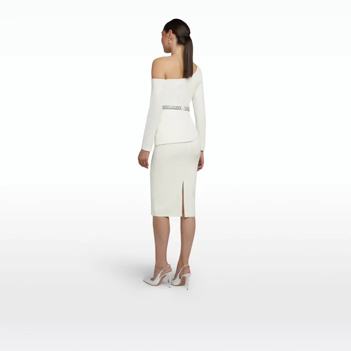 Safiyaa Aime Ivory Top With Embroidered Belt Women Tops