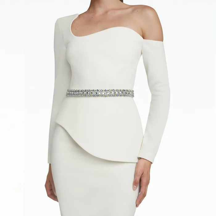 Safiyaa Aime Ivory Top With Embroidered Belt Women Tops
