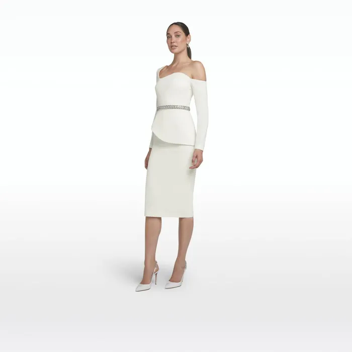 Safiyaa Aime Ivory Top With Embroidered Belt Women Tops