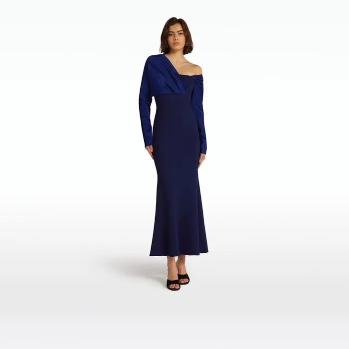 Safiyaa Alix Azurite Blue Midi Dress Women Dresses