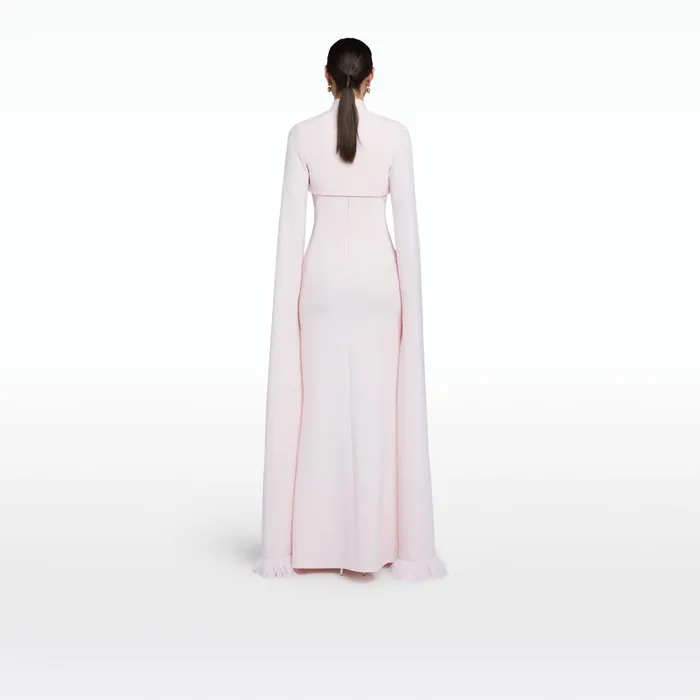 Safiyaa Amari Pale Pink FeatherTrimmed Bolero With Soshin Dress Women Dresses