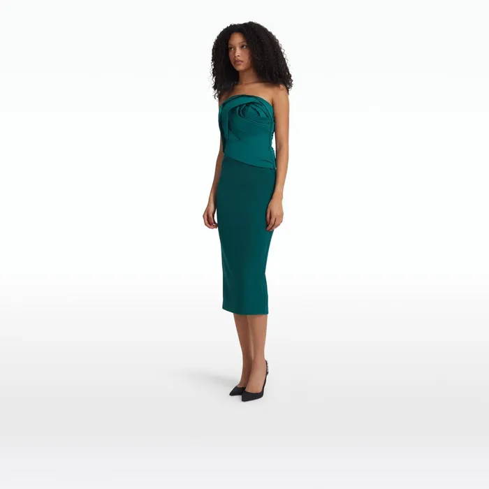 Safiyaa Arla Alpine Green Midi Dress Women Dresses
