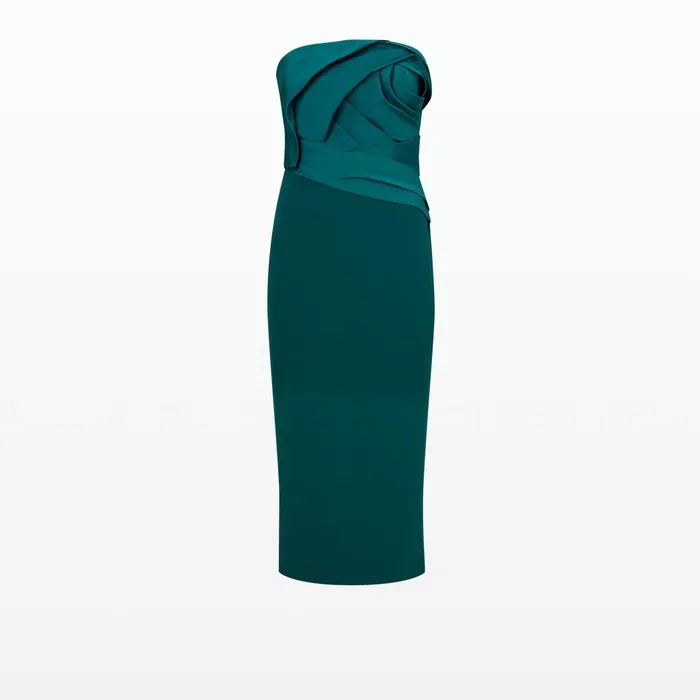 Safiyaa Arla Alpine Green Midi Dress Women Dresses