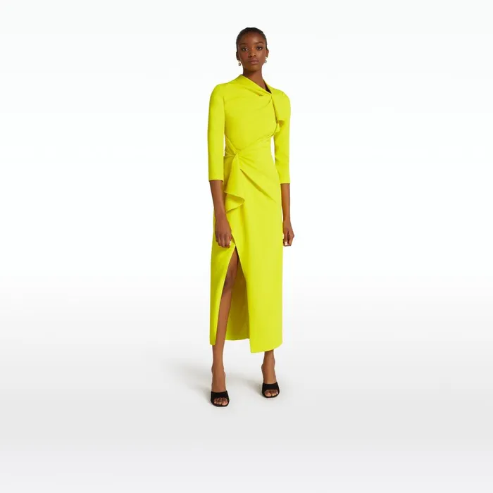 Safiyaa Avery Chartreuse Midi Dress Women Dresses